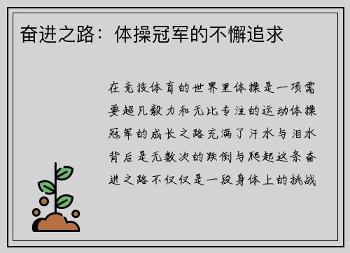 奋进之路：体操冠军的不懈追求